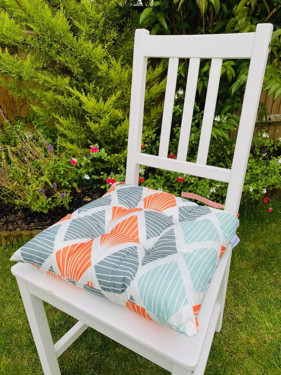 Almohadillas de asiento coloridas cojines de asiento para jardín, cocina, comedor, escritorio, cojines de piso (2 piezas de cojines estampados de