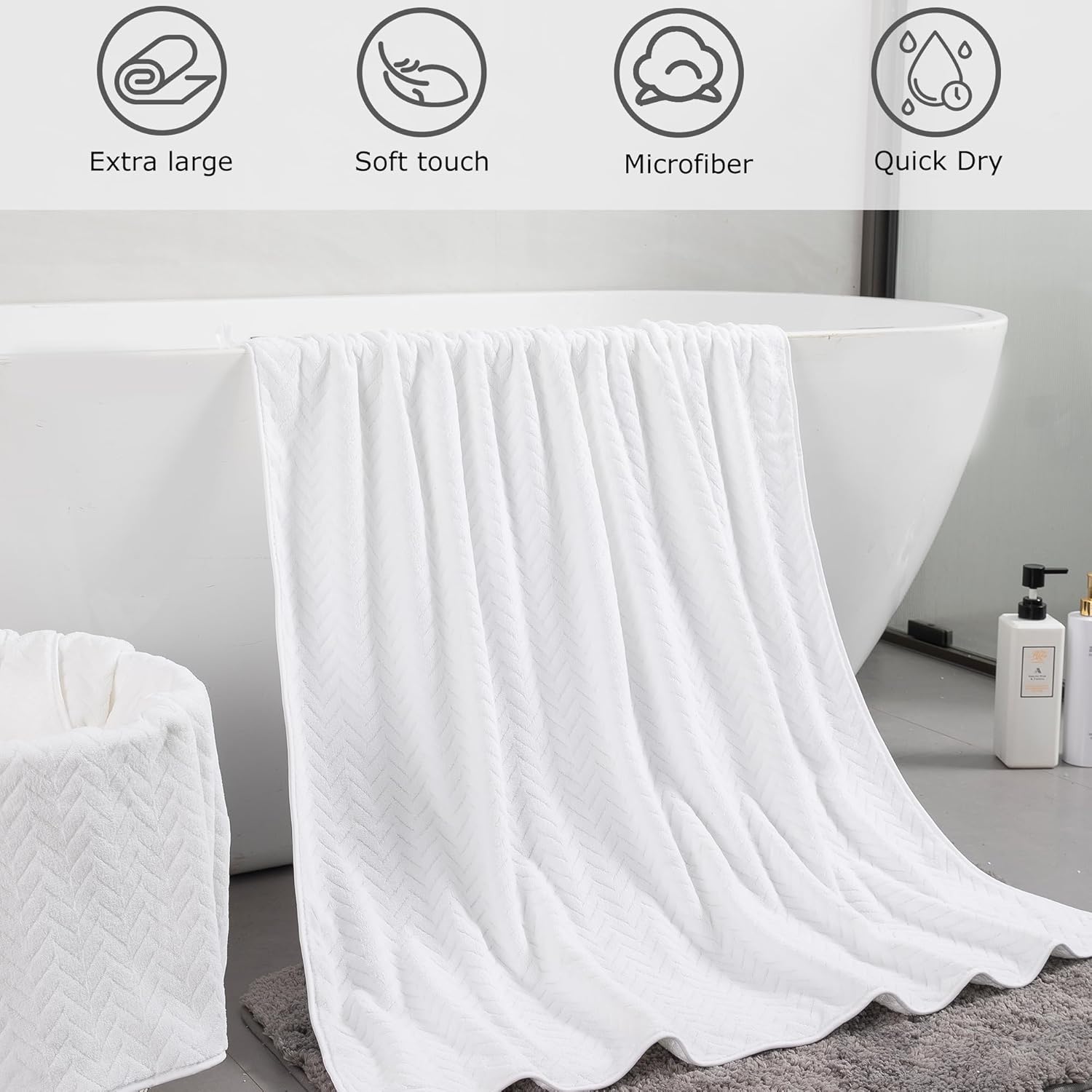 Oversized Bath Towels Set of 8, 600 GSM Quick Dry Towel for Hotel Bath Sheet Towel, 2 Large Bath Towels 35×70 inches, 2 Hand Towels, 4 Wash Cloths