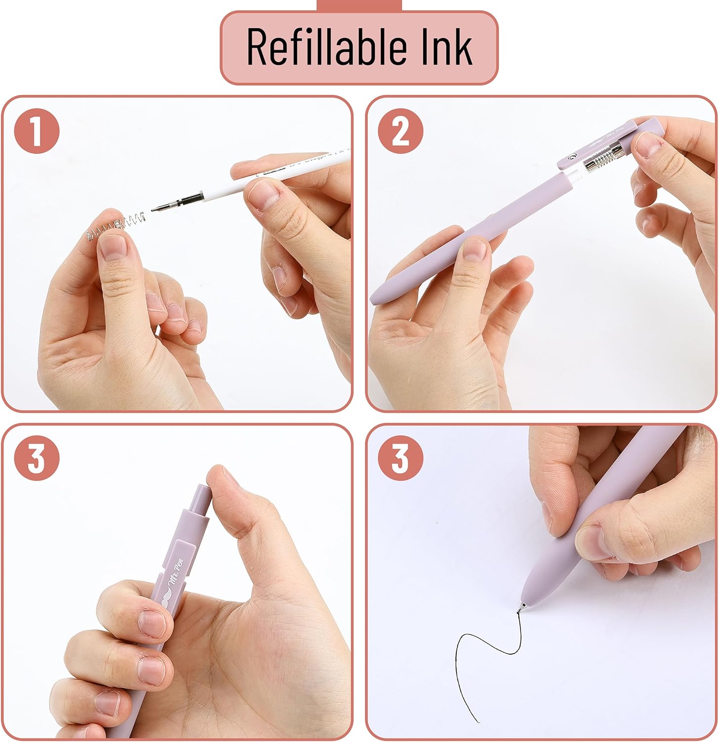 Mr. Pen – Bolígrafos de gel retráctiles, paquete de 6, barriles pastel, bolígrafos de gel negros, de secado rápido, bolígrafos de gel de punta fina
