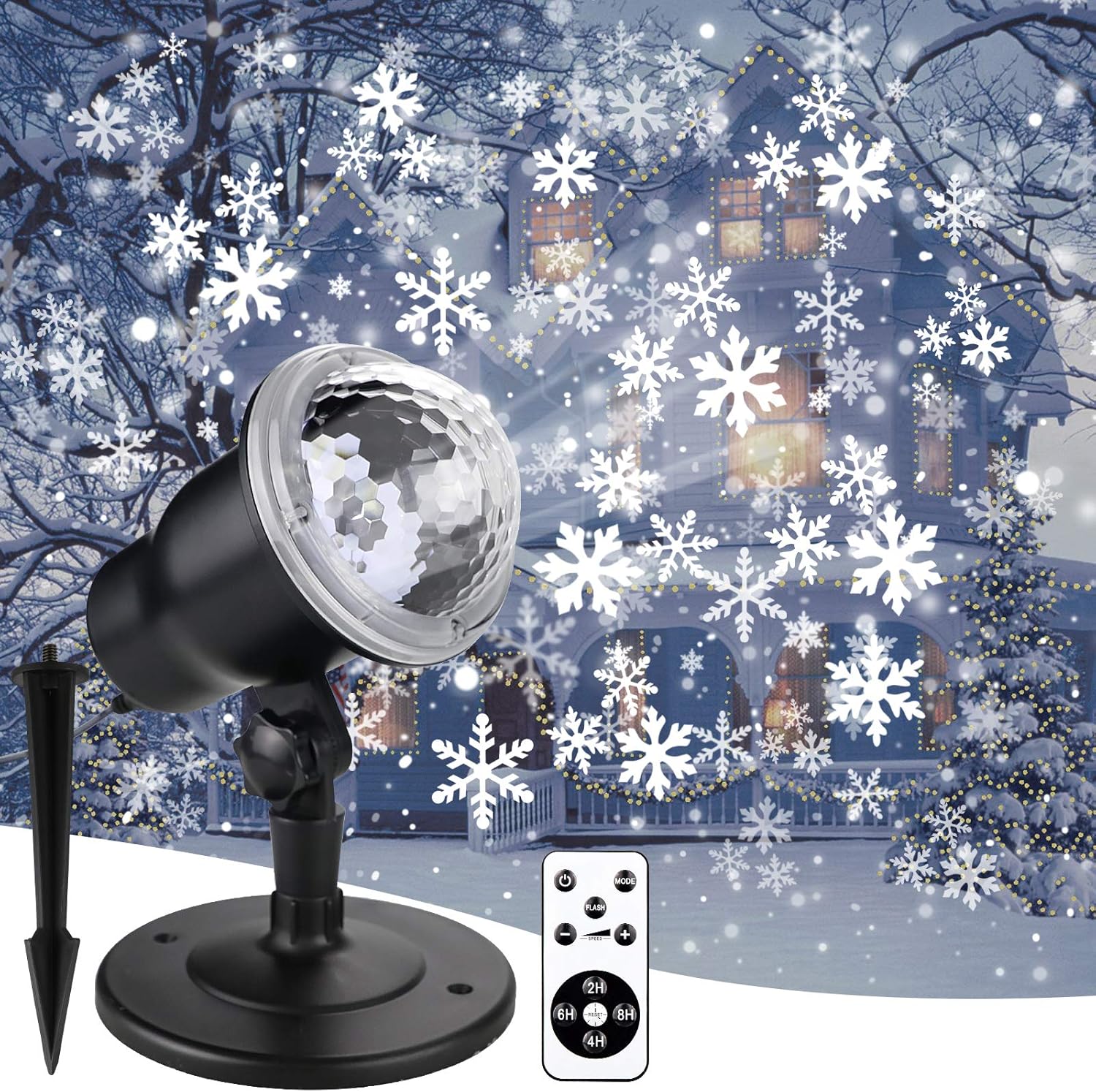 Proyector de luz de Navidad para exteriores, luces de proyector de copo de nieve para interiores, luces navideñas con control remoto, lámpara LED