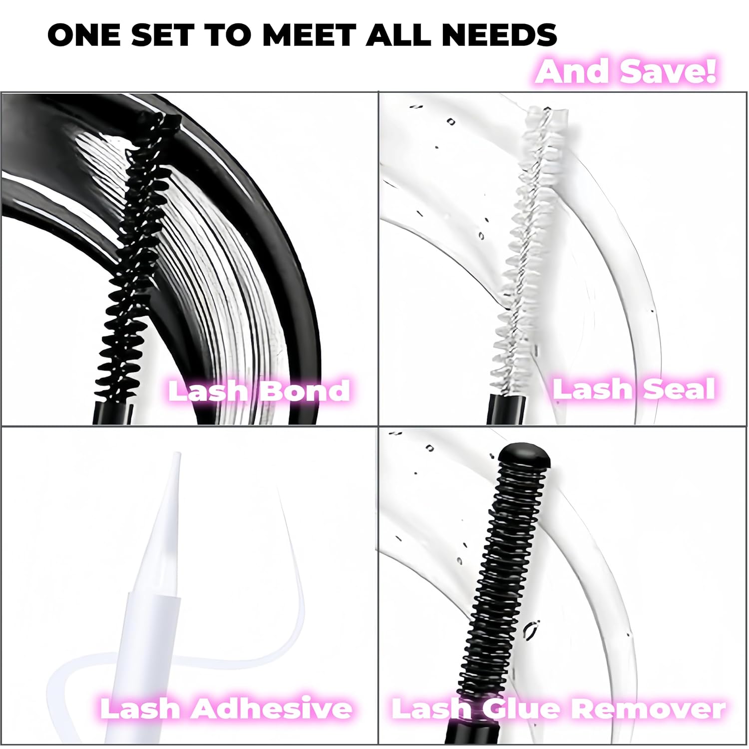Kit de extensiones de pestañas, 280 unidades, kit de extensiones de pestañas, adhesivo para pestañas, removedor de pegamento para pestañas, kit