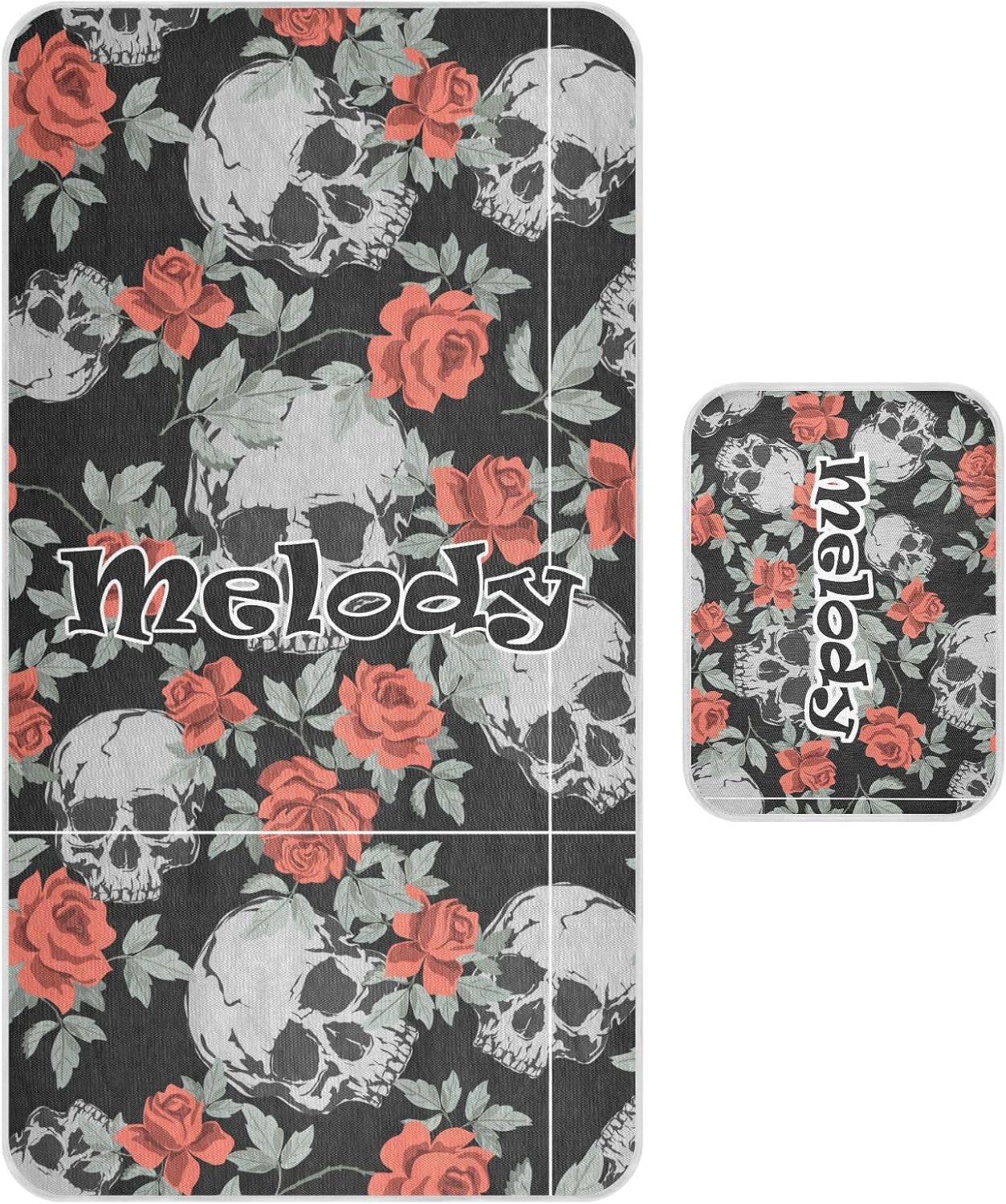 Custom Skulls Vintage Roses Crib Mattress Protector Pad for Boys Girls Baby Ice Silk Mat Bed Toddler Mattress Pad Cooling Mattress Topper Play Mat