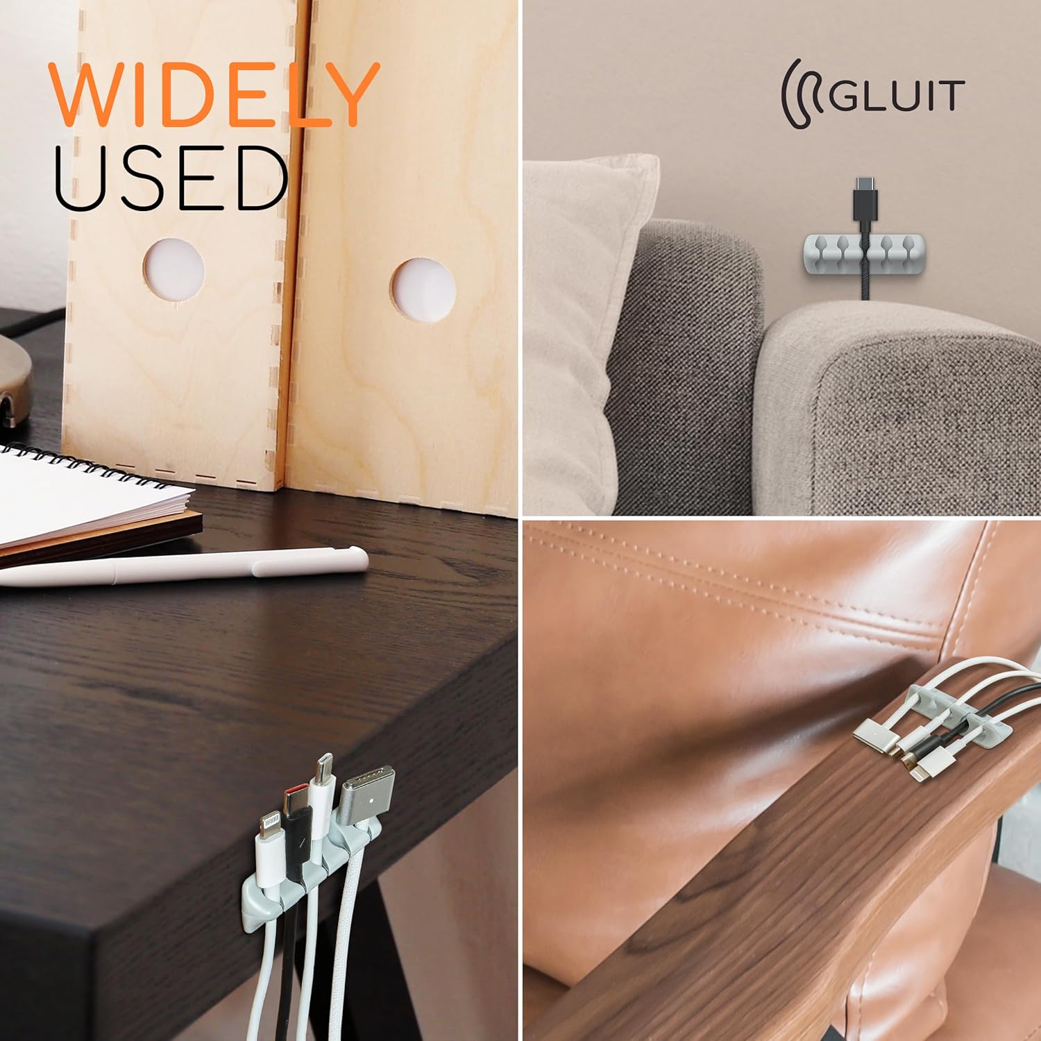 Gluit – Organizador de cables de escritorio versátiles, clips de alambre y soporte para cables, organizador de cables para escritorio, accesorios de