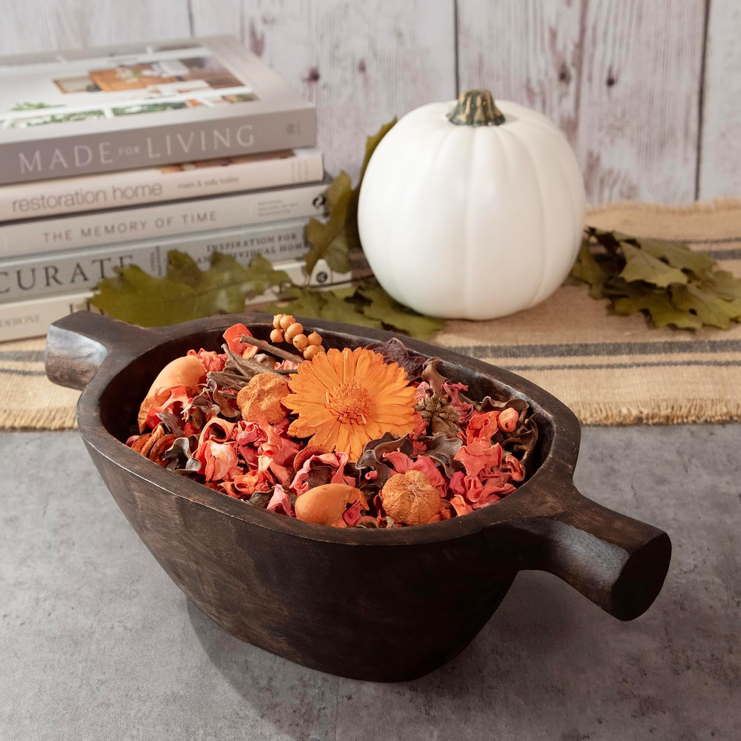 Bolsa de popurrí con fragancia para decoración del hogar, florero y cuenco de pétalos florales (naranja)