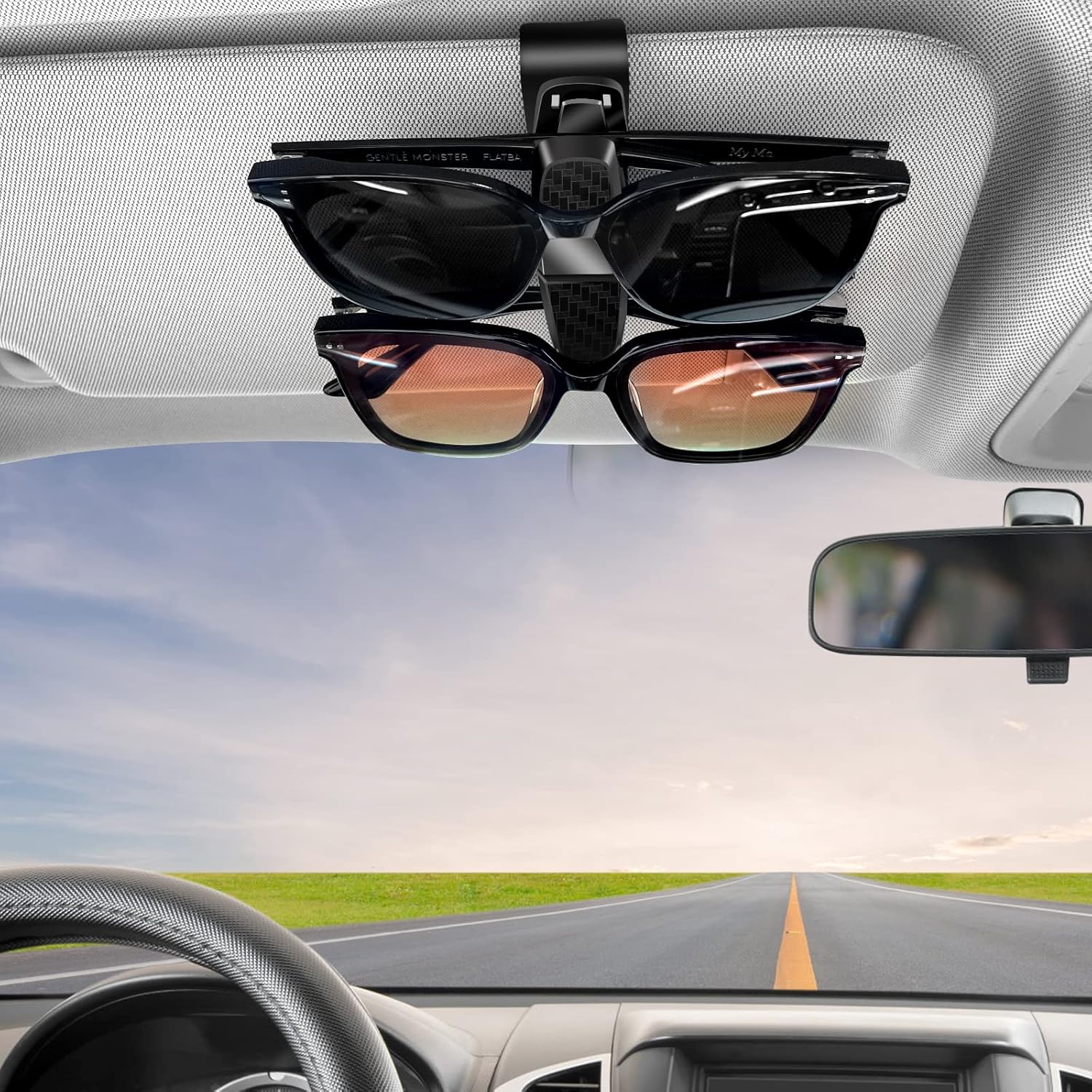 2 soportes para lentes de sol para visera solar de automóvil, soporte universal para lentes de sol de automóvil, soporte para anteojos con clip para