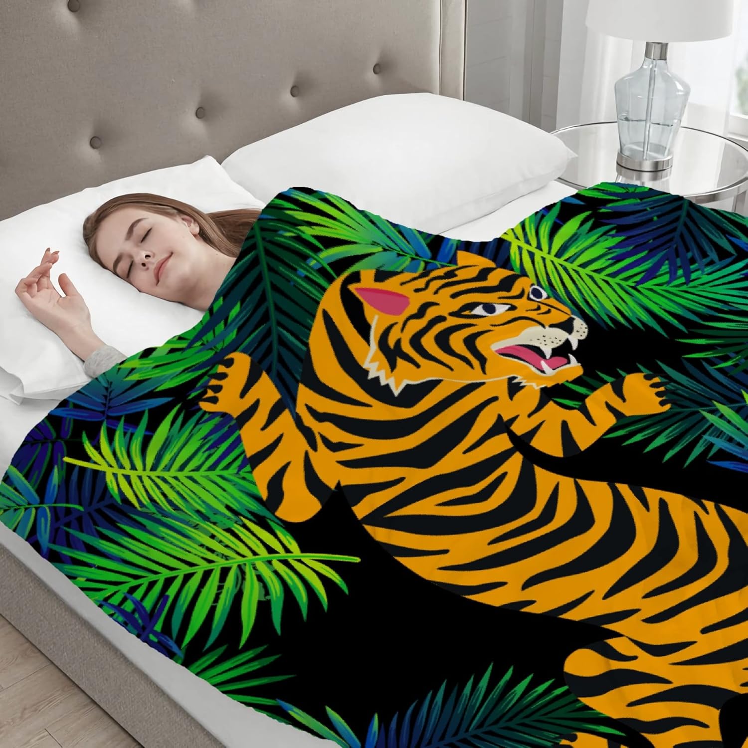 Manta de tigre de la selva, ARAHANT, franela, suave y cómoda, adecuada para sofá, sala de estar, dormitorio, buena opción de regalo, 40 x 30