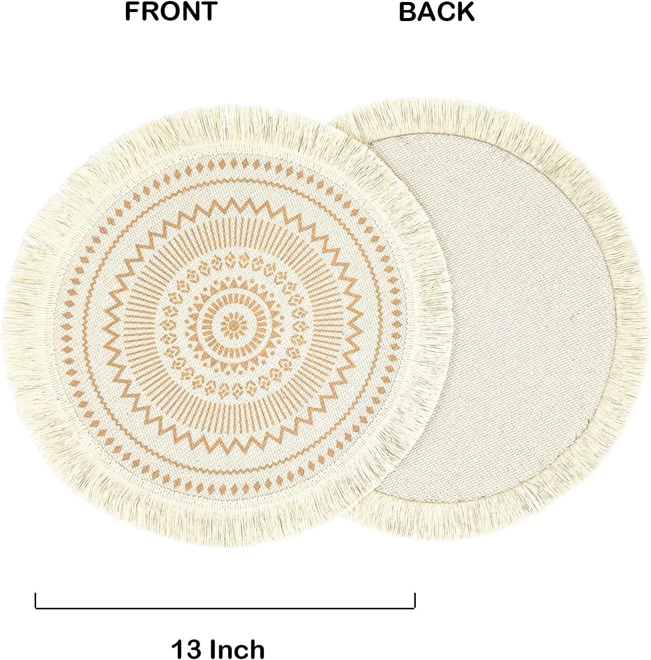 CAPASIN Manteles individuales redondos bohemios con borlas, bonitos manteles individuales tejidos de mandala con flores, algodón, para casa de