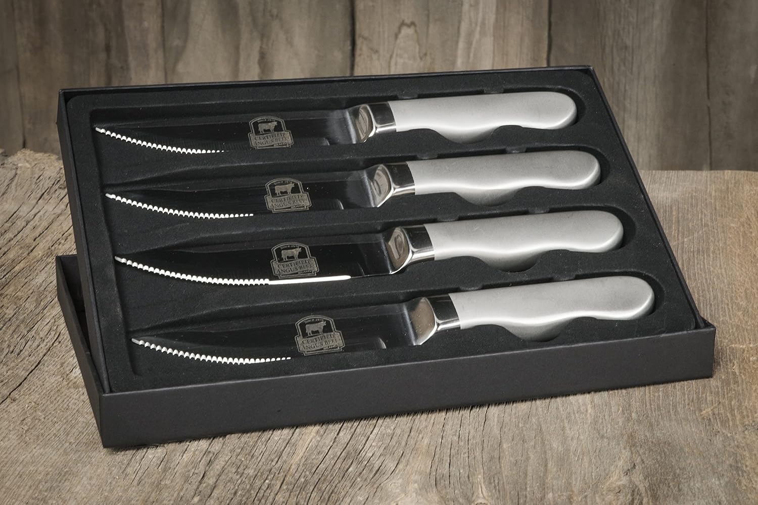 Juego de 4 cuchillos de carne de alta calidad, cuchillos dentados para los amantes de la carne, entusiastas de la carne de res y fanáticos de la