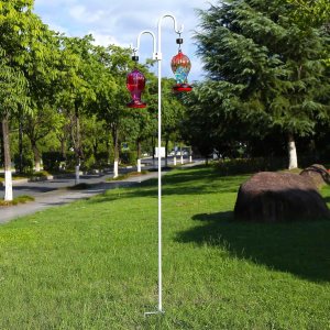 GERYMU Ganchos de pastor de 76 pulgadas para exteriores, poste de comedero de pájaros resistente, gancho de doble pastor para exteriores, soporte GERYMU Ganchos de pastor de 76 pulgadas para exteriores, poste de comedero de pájaros resistente, gancho de doble pastor para exteriores, soporte