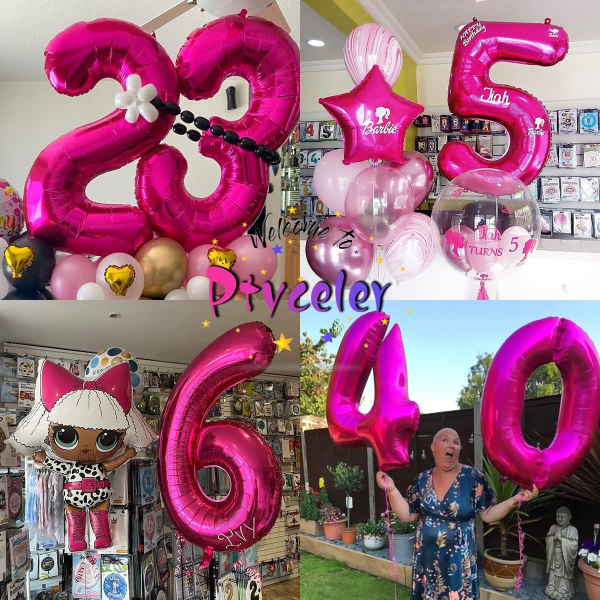 Globo de 40 pulgadas color rosa intenso número 1 para helio Mylar rosa brillante, suministros para decoración de banquetes de fiesta de cumpleaños,