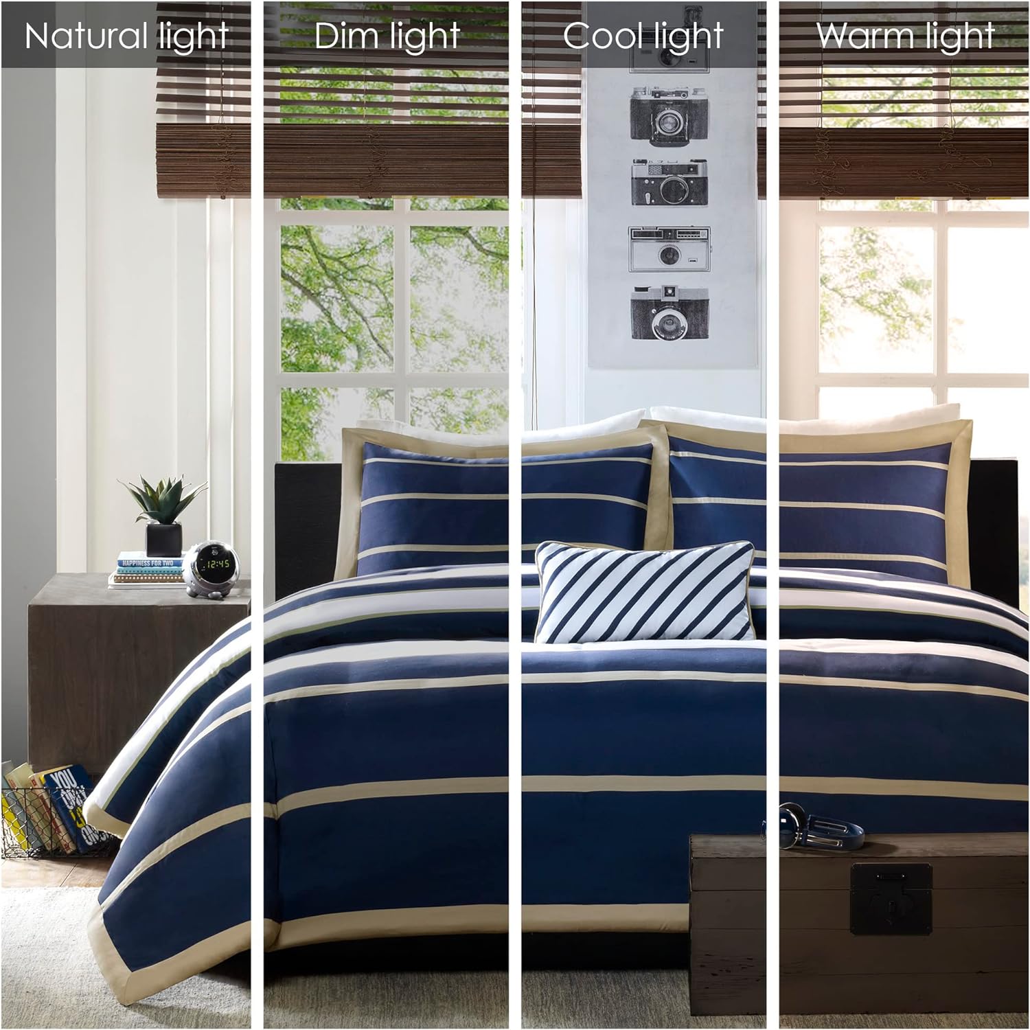 Mi Zone Ashton – Edredón moderno y casual con diseño de bloques de color, funda de edredón para todas las estaciones, ropa de cama para