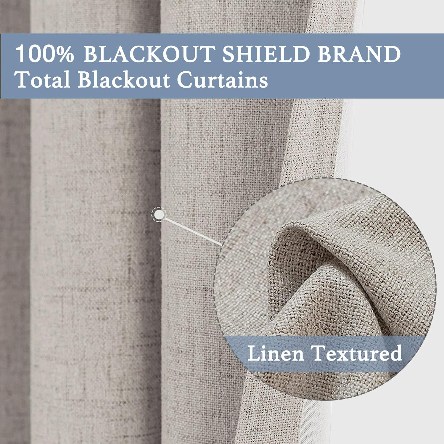 100% Blackout Shield Cortinas para puerta corrediza con aspecto texturizado de lino con forro opaco, cortinas opacas con aislamiento térmico,