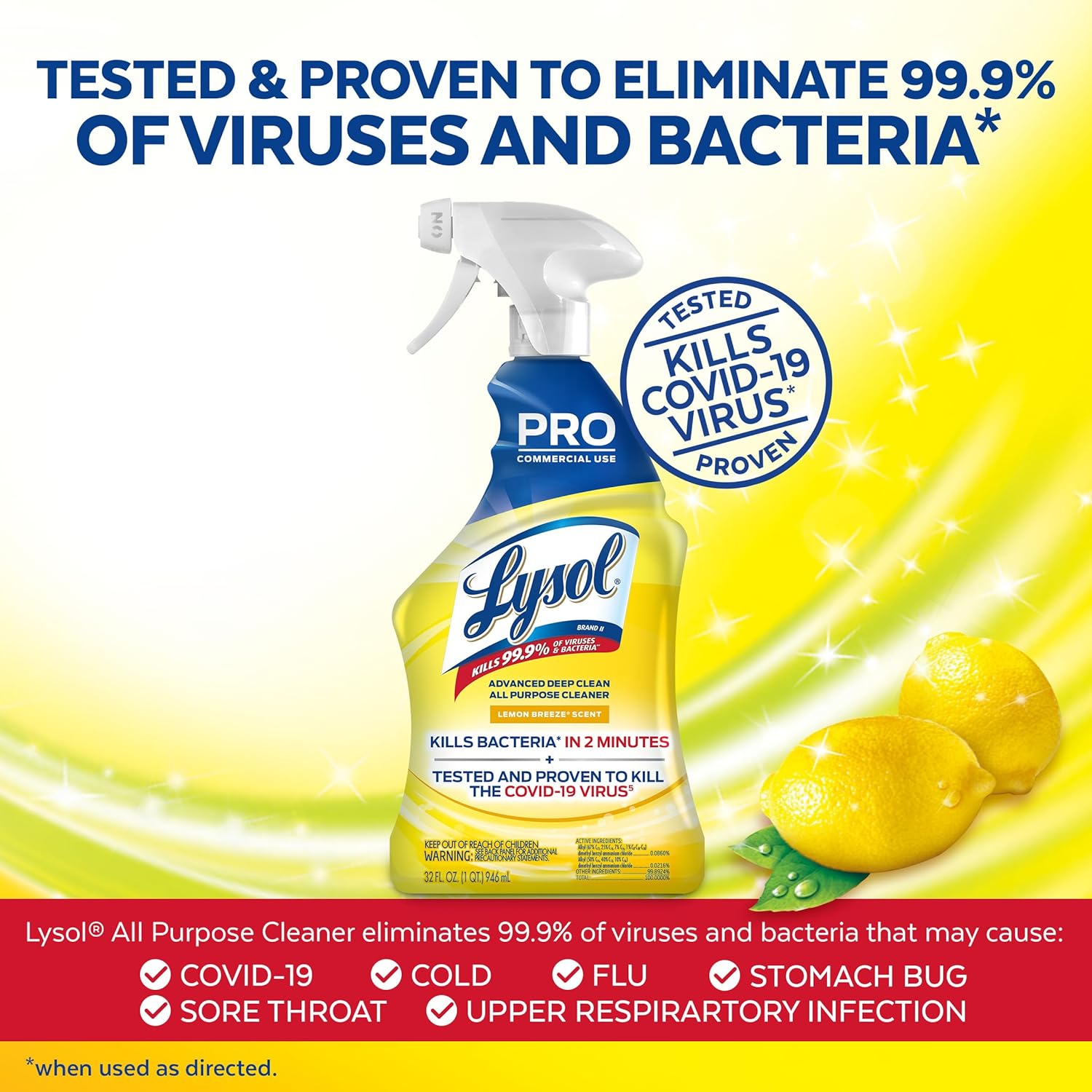 Lysol Limpiador multiusos profesional, spray desinfectante y desinfectante avanzado de limpieza profunda, para uso comercial, uso para limpiar y