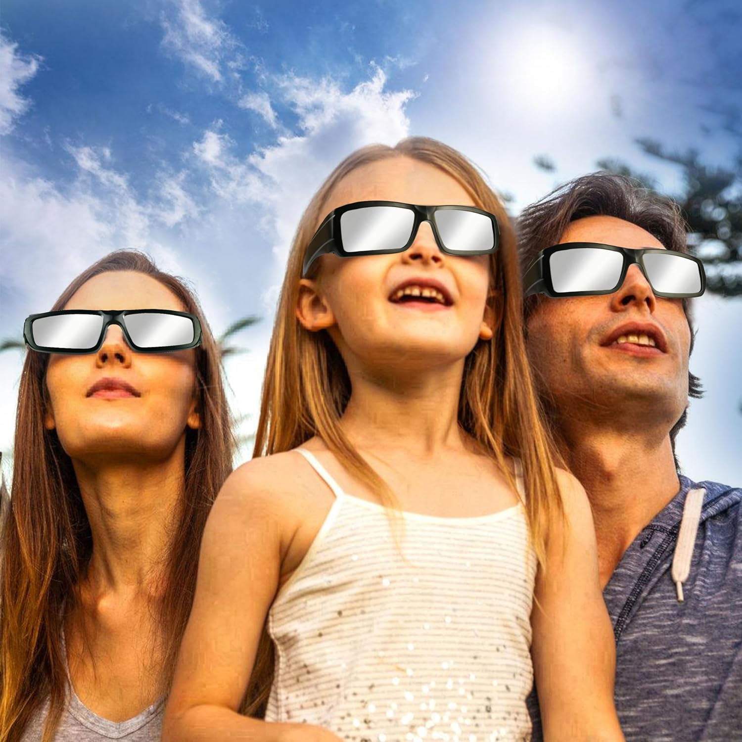 Gafas de eclipse solar  ISO 12312-22015 (E) y certificado CE, lentes de plástico duradero para visión directa del sol (paquete de 6)
