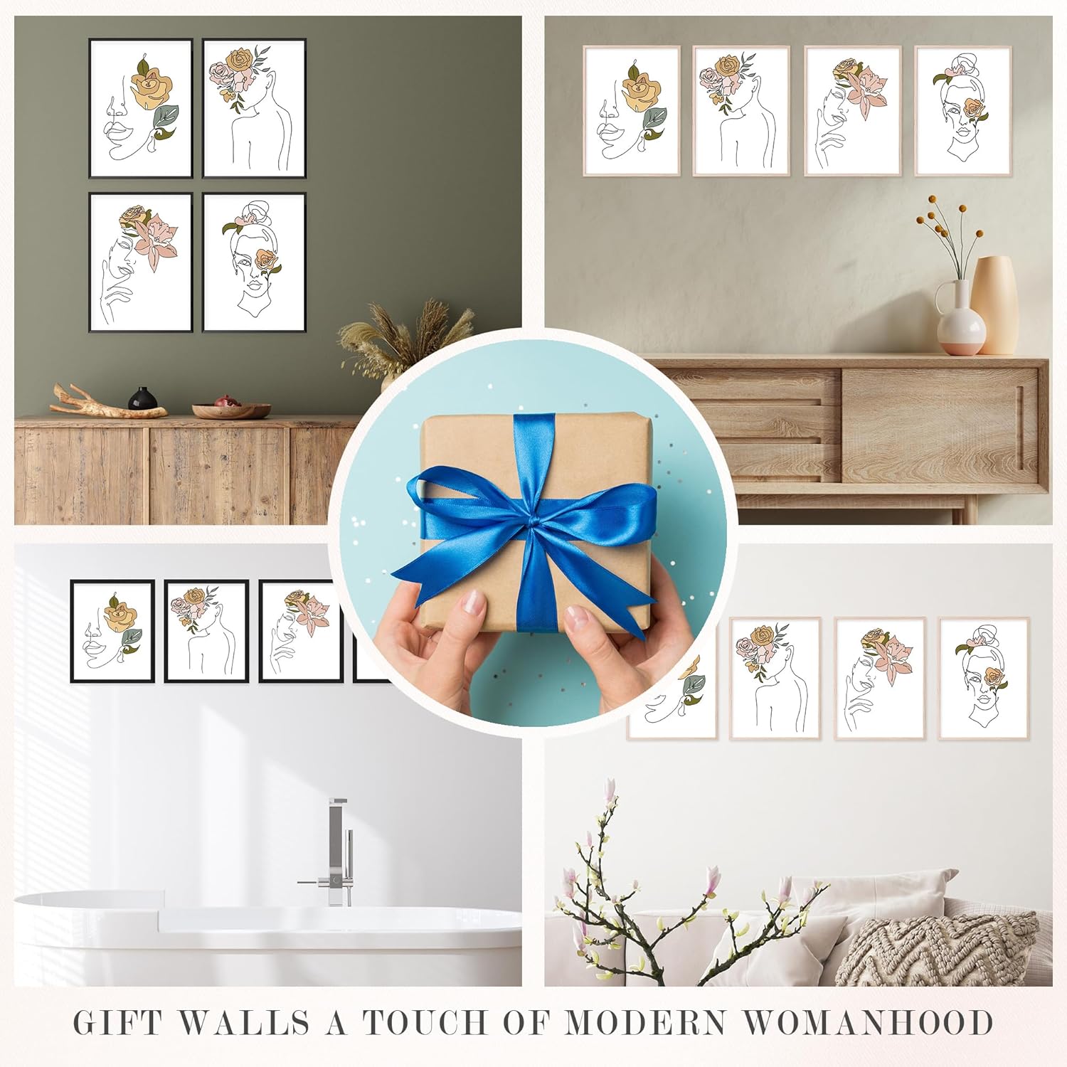 Insire Arte de pared feminista, arte de línea, arte de pared de silueta, arte de pared femenino, decoración de pared femenina, arte de pared de