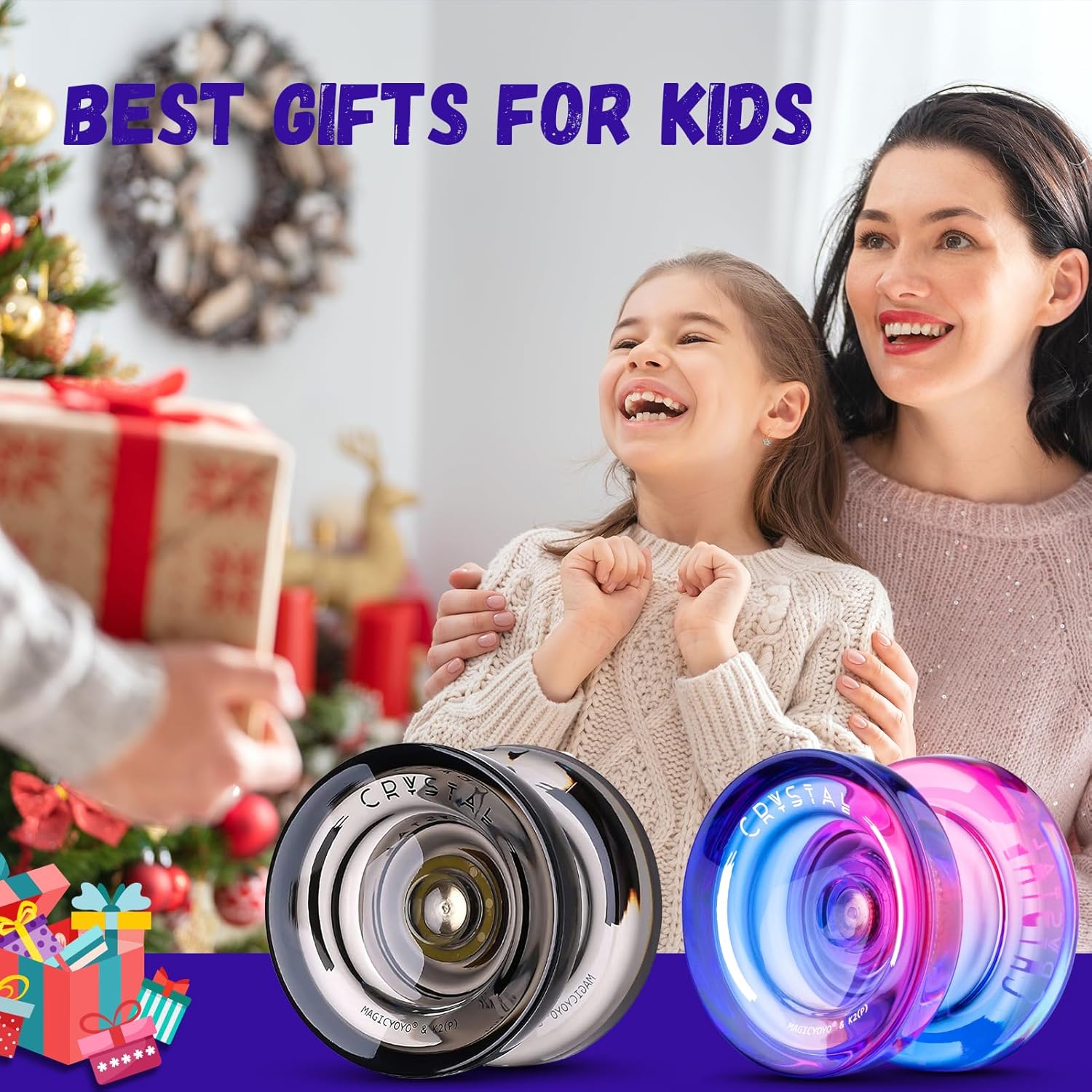 MAGICYOYO K2 Crystal Yoyo Paquete de 2 unidades, Yoyo profesional sensible para niños principiantes, Yo Yo de doble propósito con rodamiento Yoyo