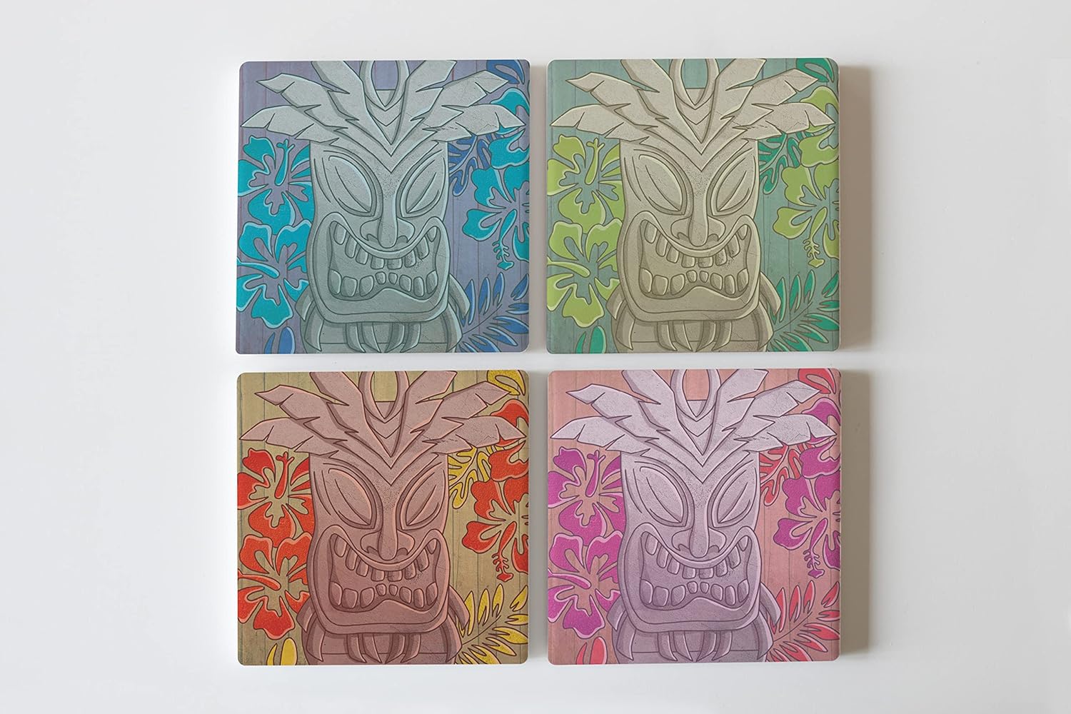 4 posavasos de cerámica absorbente con parte trasera de corcho, diseño artístico, juego de posavasos cuadrados de 4 pulgadas, protege la mesa, gran
