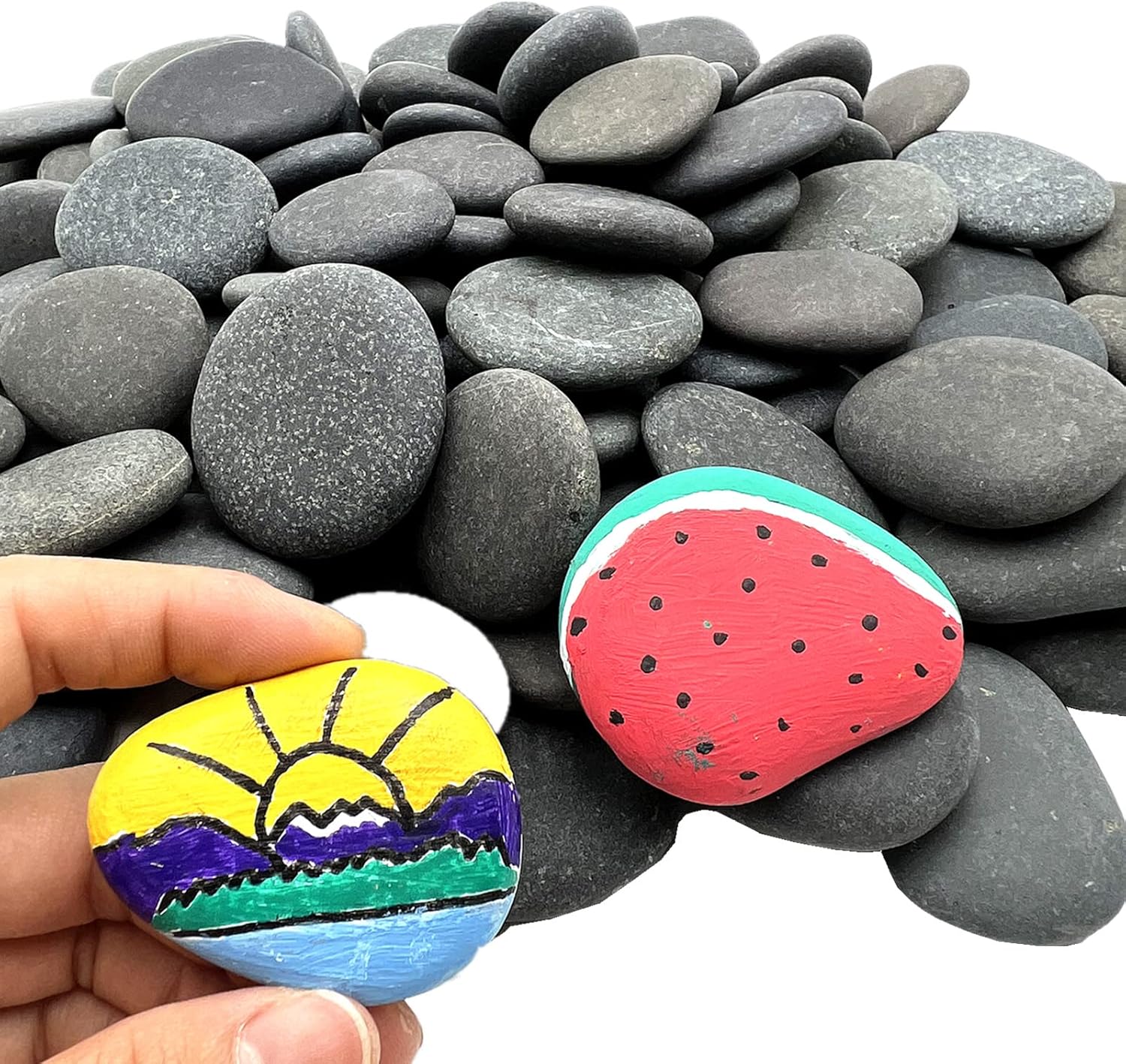 Lifetop 100 rocas de pintura a granel, rocas naturales de río para bricolaje, rocas planas y suaves para artes, manualidades, decoración, rocas