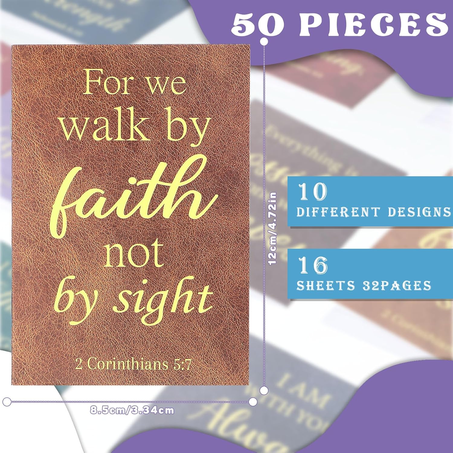 CHENGU 50 cuadernos de versículos de la Biblia, diarios cristianos a granel, regalos cristianos a granel, diarios de oración religiosa, bloc de