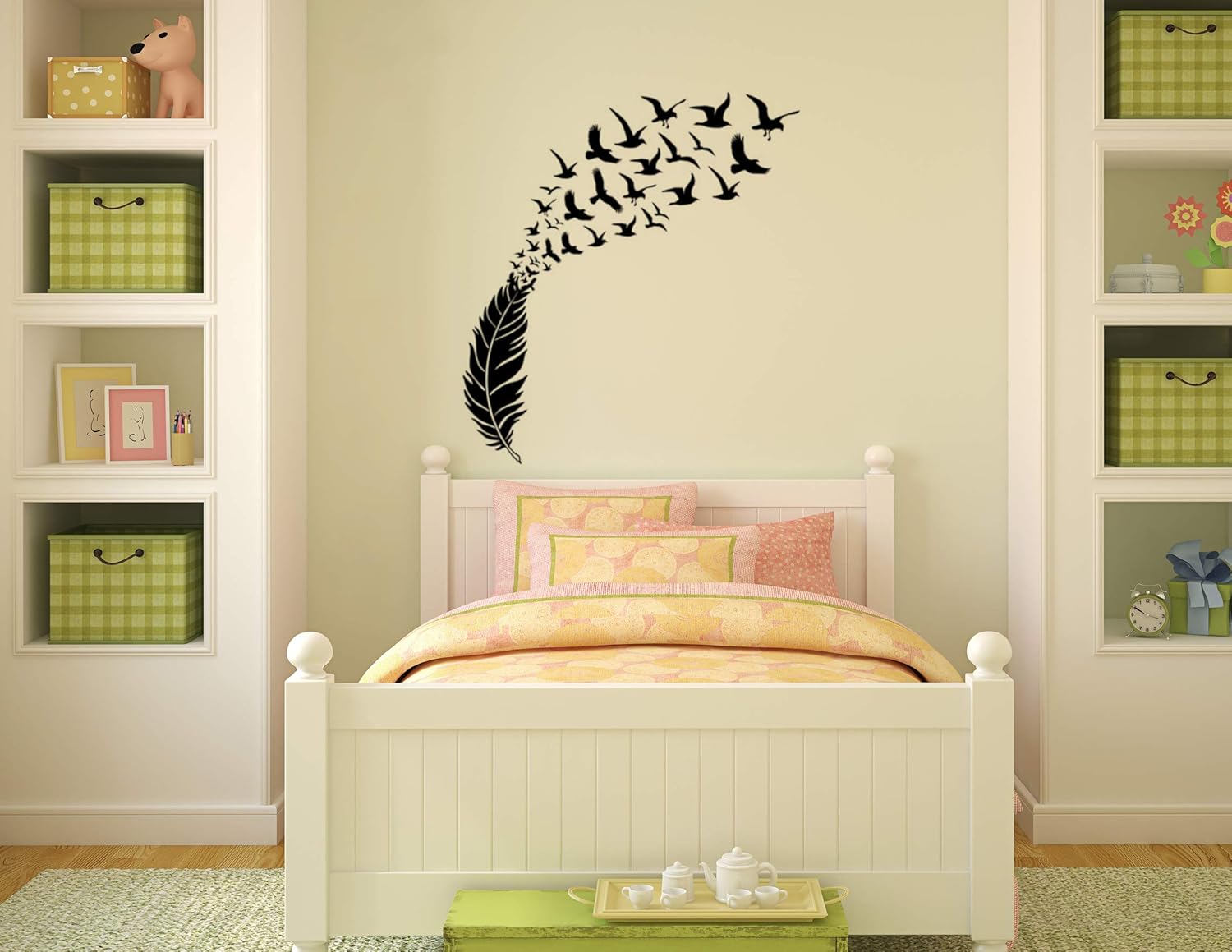Calcomanía de pared de gaviota, plumas de pájaro, águila, niña, niño, adolescente, estudiante, dormitorio, dormitorio, dormitorio, dormitorio,