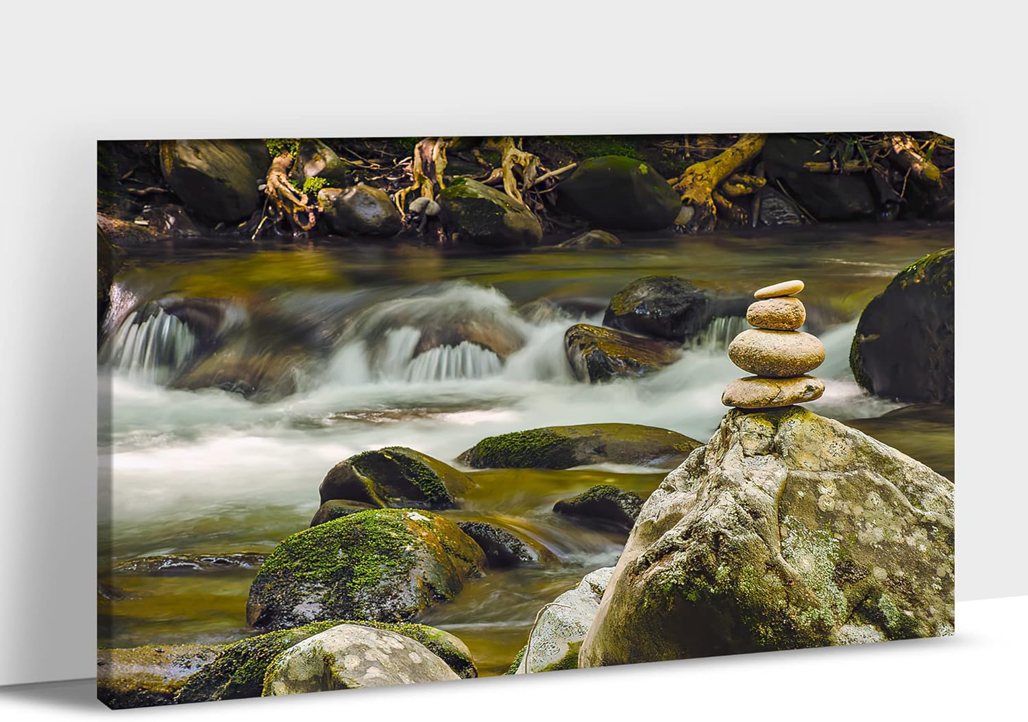 TIHUSAGO Spa Zen Elements – Lienzo decorativo para pared, arte de pared de equilibrio de piedra zen, póster de pintura de baño, lienzo grande,