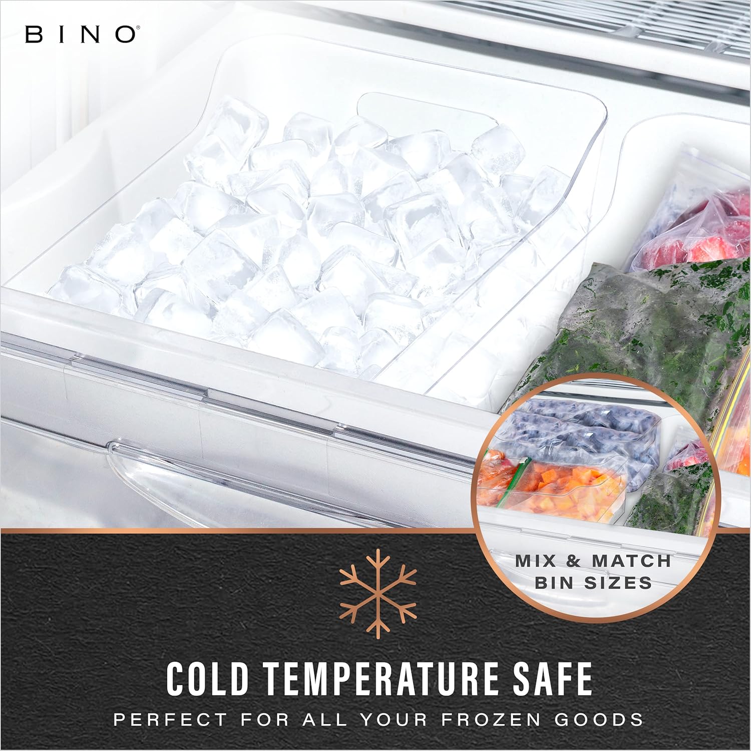 BINO – Cubo de almacenamiento de plástico transparente con asas (2 unidades) – Papeleras de plástico para organizar y almacenar en la cocina,