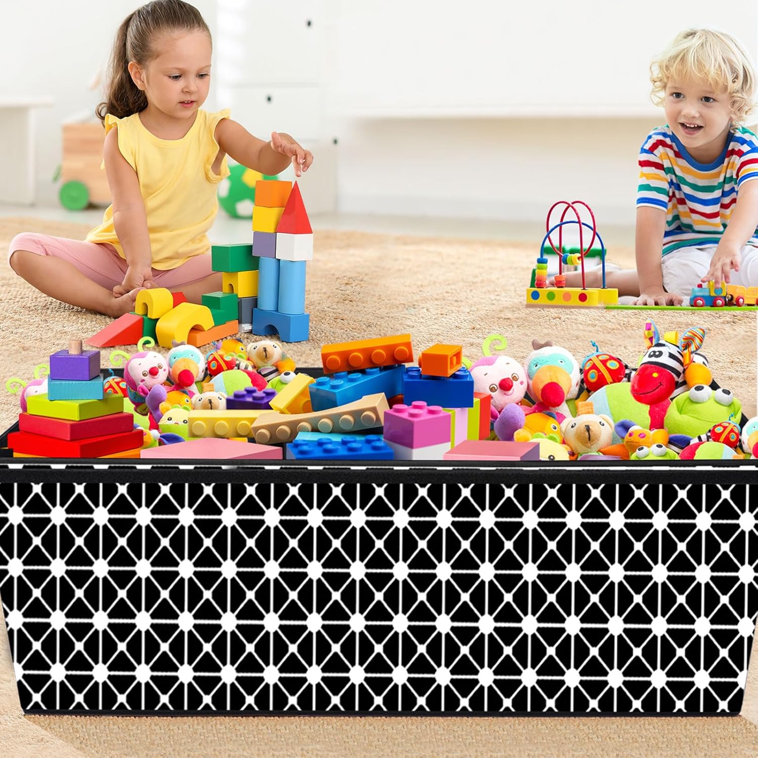 Vilucks Caja grande de juguetes, contenedores plegables de almacenamiento de juguetes con tapas, cajas de almacenamiento plegables para juguetes,