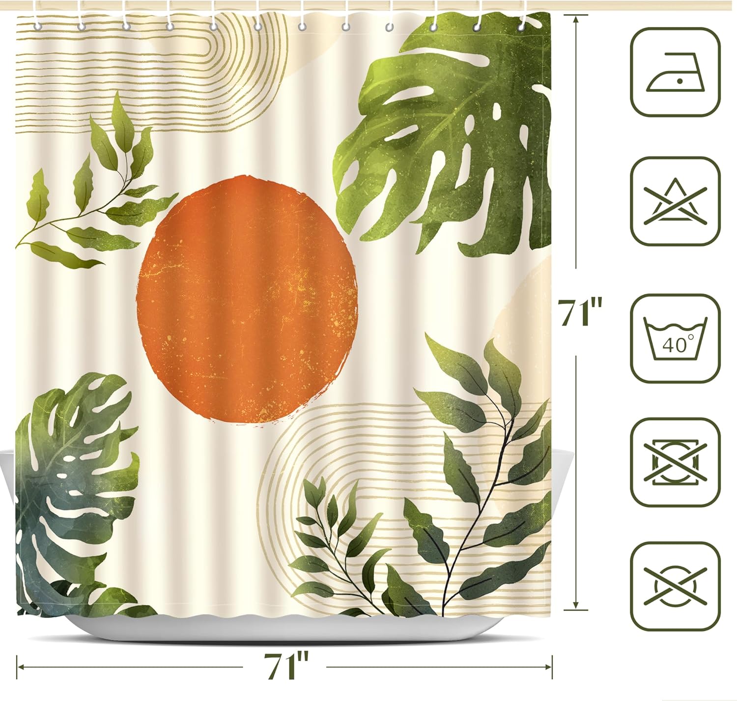 EOSAHR Cortinas de ducha bohemias para decoración de baño, juego de cortinas de baño de granja para accesorios modernos de decoración del hogar de