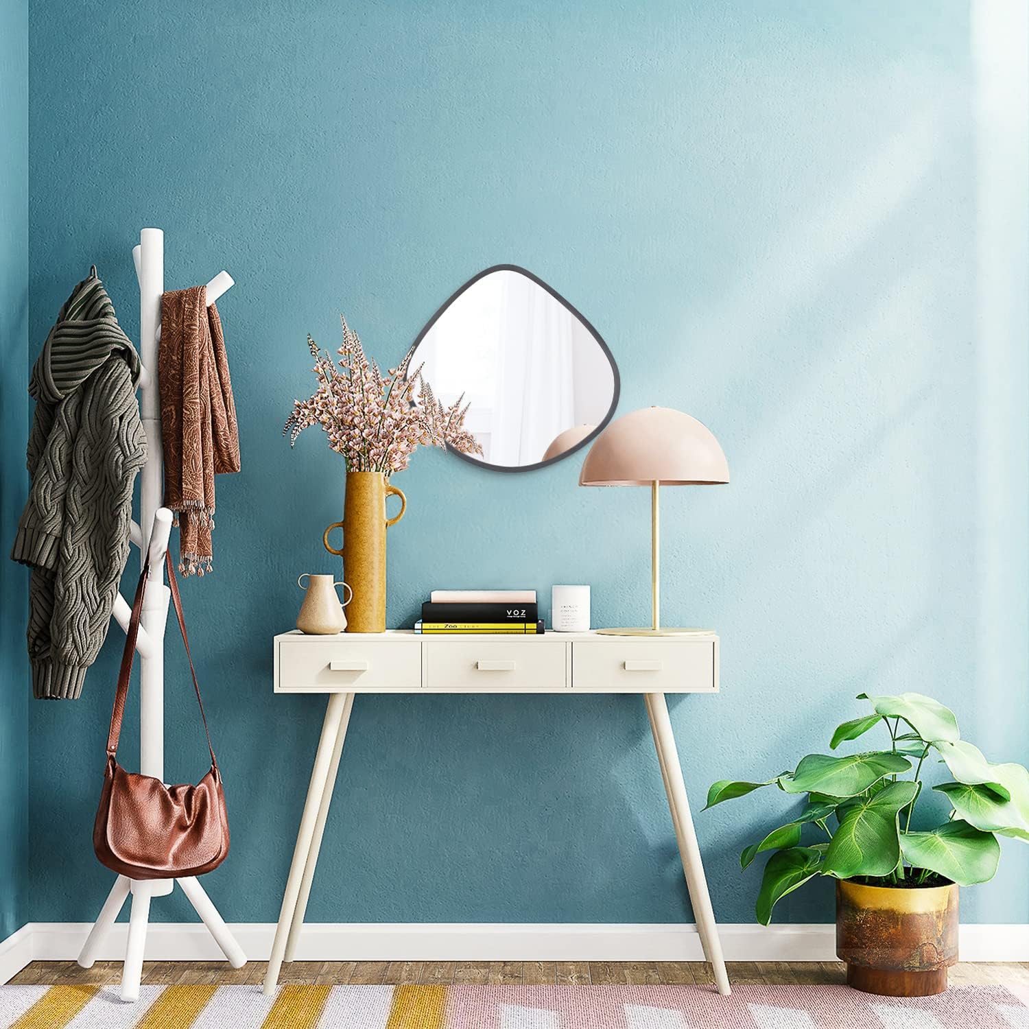 Irregular Shape Mirrors for Wall Small Oval Asymmetric Mirrors Decorative Arched Funky Shape Frame Modern Mirrors for Wall Decorating Funky Mirrors