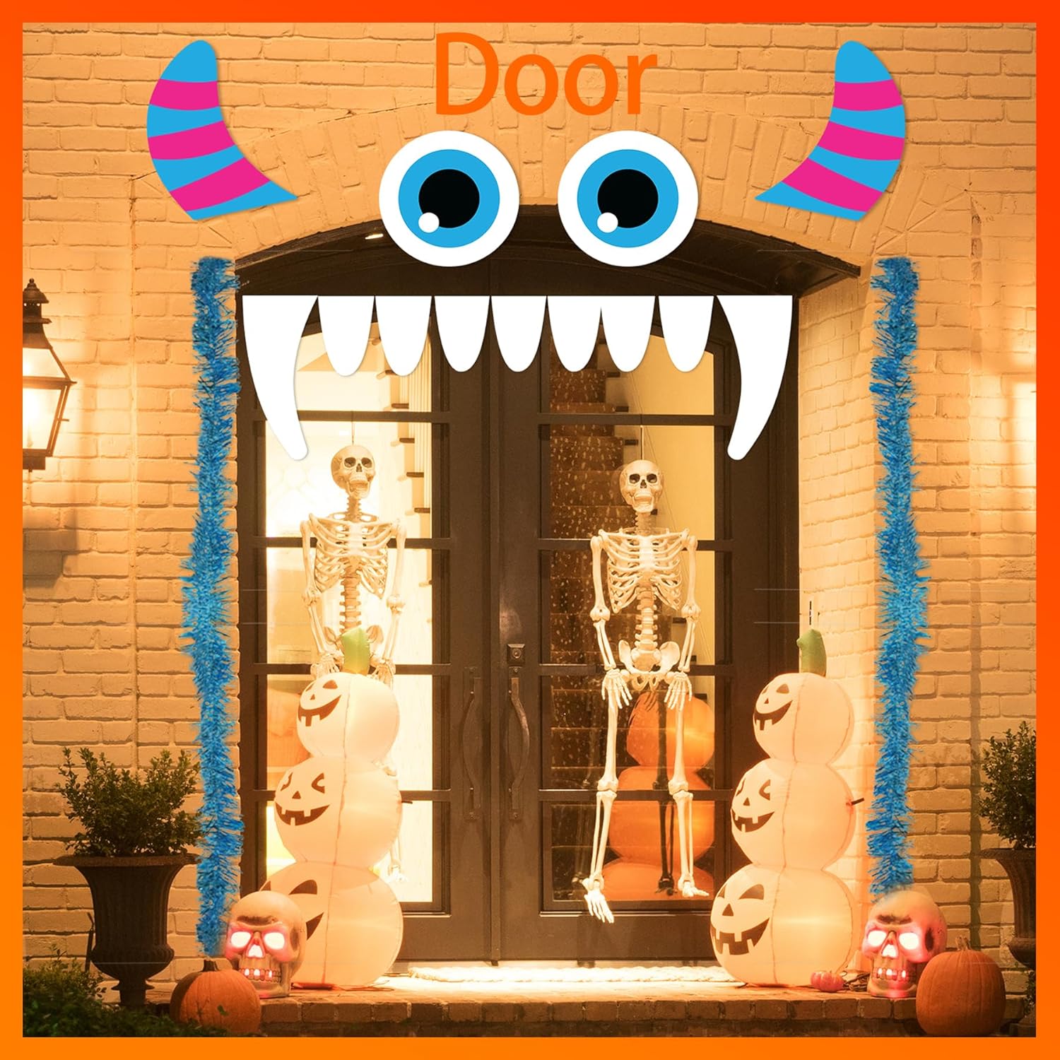 Joy Bang Decoración de Halloween para automóvil, kit de decoración de maletero de Halloween o automóvil para SUV, lindo monstruo con guirnalda de