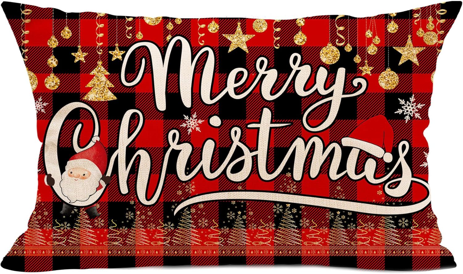 Unibyby Funda de almohada de Navidad de 12 x 20 pulgadas, funda de almohada lumbar de Feliz Navidad, funda de almohada decorativa de Navidad a