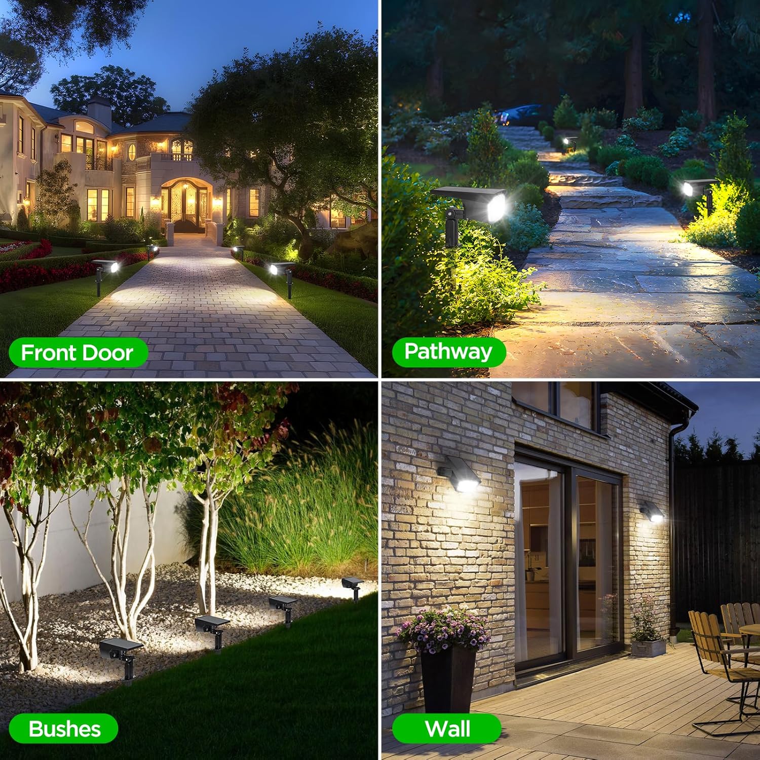 ropelux Focos solares para exteriores, luces solares para exteriores del anochecer al amanecer con 2 modos de iluminación de pared de paisaje, luz