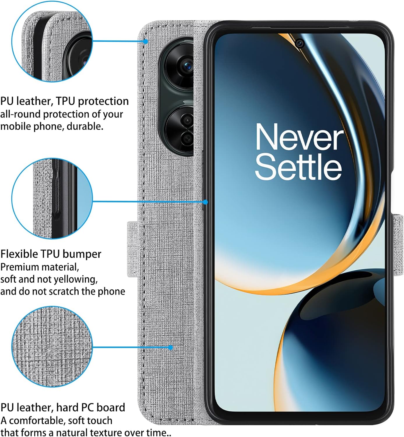 Foluu Funda para OnePlus Nord N30 5G, con cierre magnético, ranuras para tarjetas, soporte para dinero en efectivo, soporte de TPU transparente, a