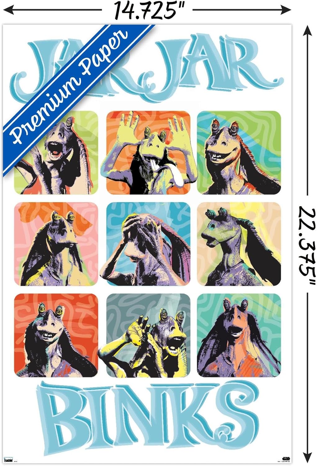 Trends International Star Wars The Phantom Menace – Jar Jar Binks Grid – Póster de pared