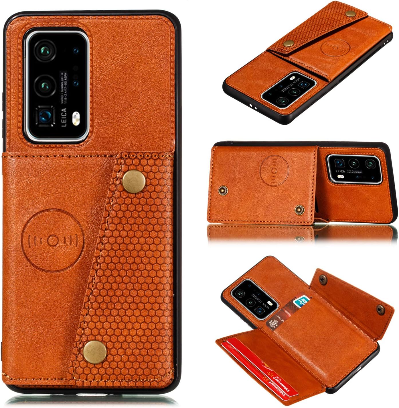 Elubugod Funda para Huawei P40 Pro, con ranura para tarjeta para Huawei P40 Pro ELS-NX9 ELS-N04 ELS-AN00 ELS-TN00 Funda marrón