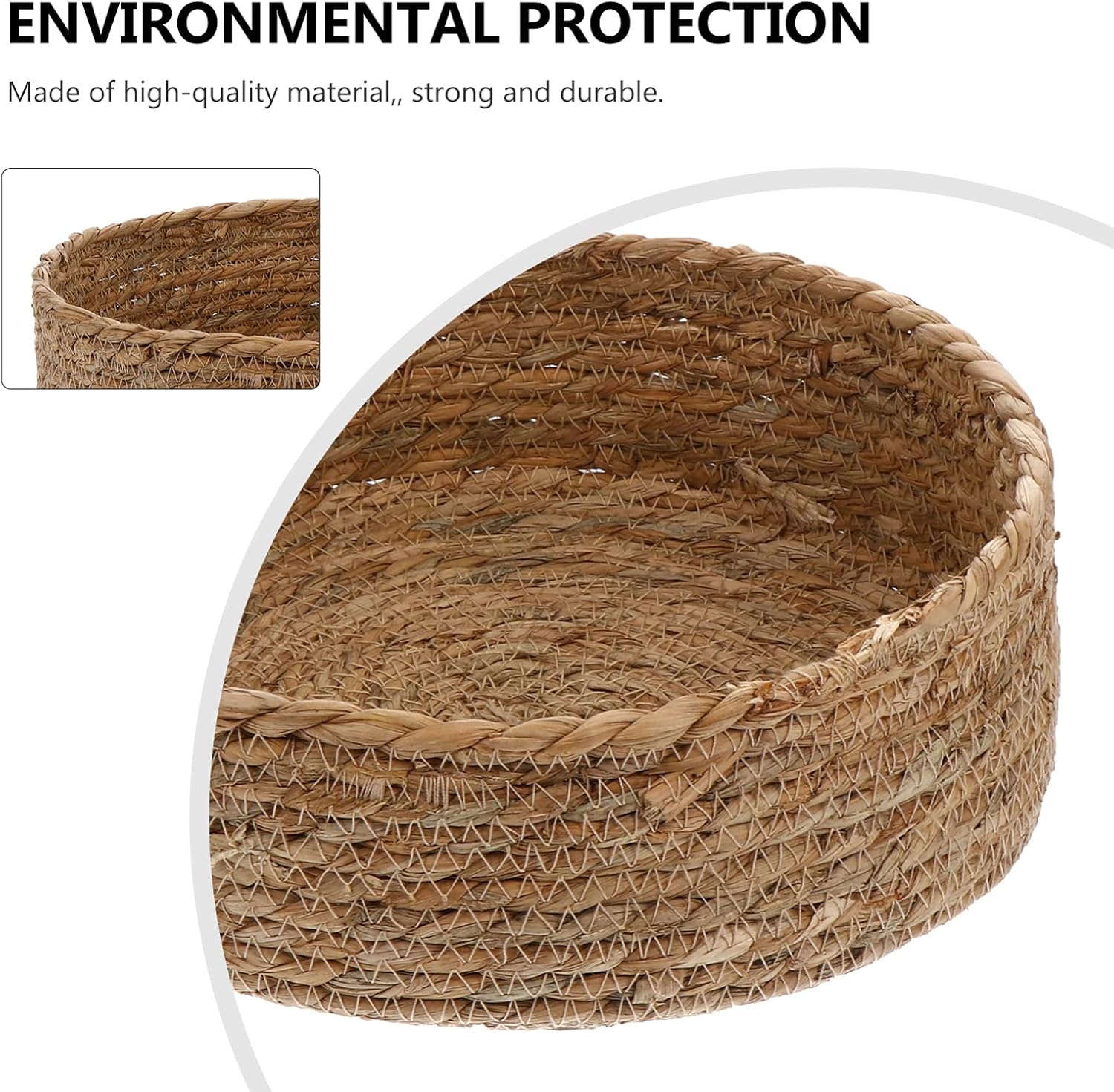 Cabilock 3 unidades de cesta de almacenamiento de paja para alimentos, cesta de ratán, decoración de mesa, almacenamiento tejido, cesta de