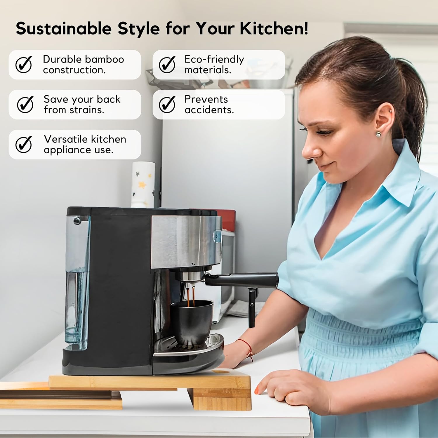 Deslizador de electrodomésticos de cocina de madera, bandeja para debajo del gabinete para cafetera, licuadora, freidora de aire, batidora de soporte