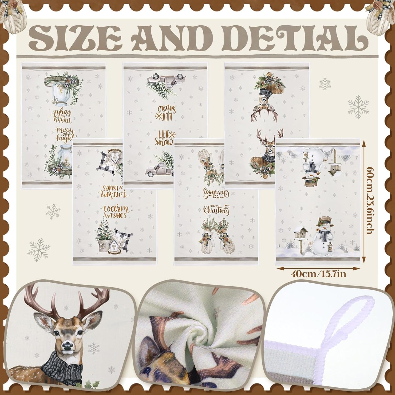 Geyoga 6 paños de cocina de Navidad de 16 x 24 pulgadas, absorbentes, paños de cocina de Navidad, decoración de cocina de Navidad para Navidad,