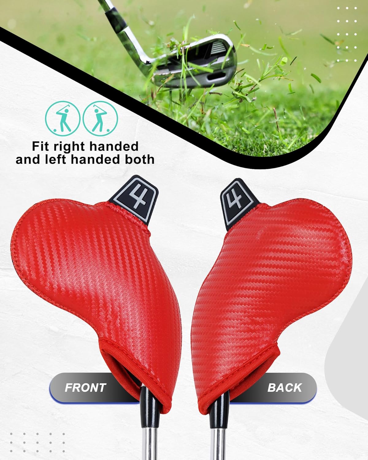 Iron Golf Head Club Set,10pcs Golf Iron Covers, Black Leather Headcover Wedge Covers for Callaway Taylormade Ping Cobra RH and LH Etc