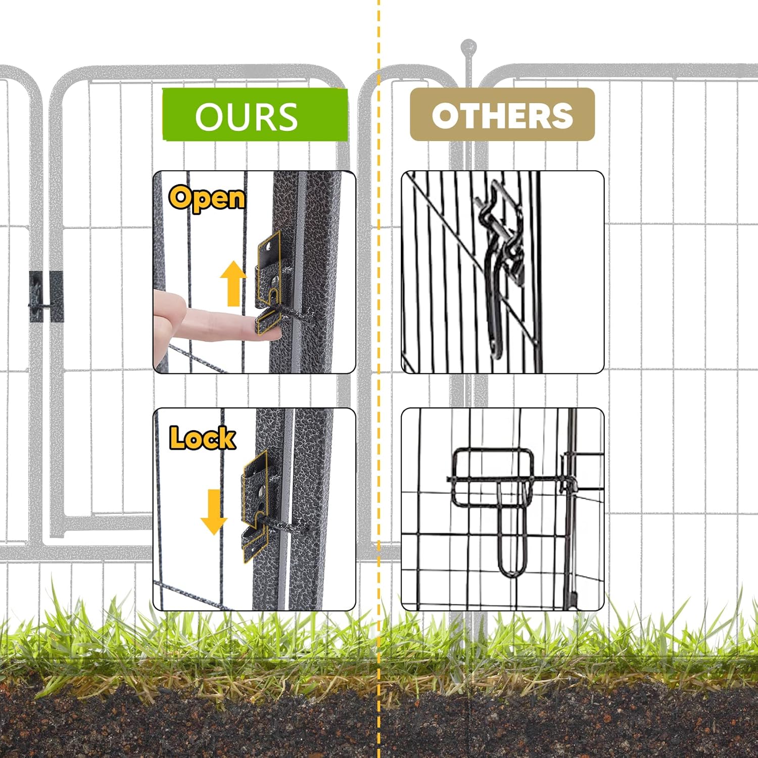 TMEE Valla de jardín 16 paneles de 36 x 32 pulgadas, valla decorativa de metal para jardín con 2 puertas, barrera de animales para paisaje al aire