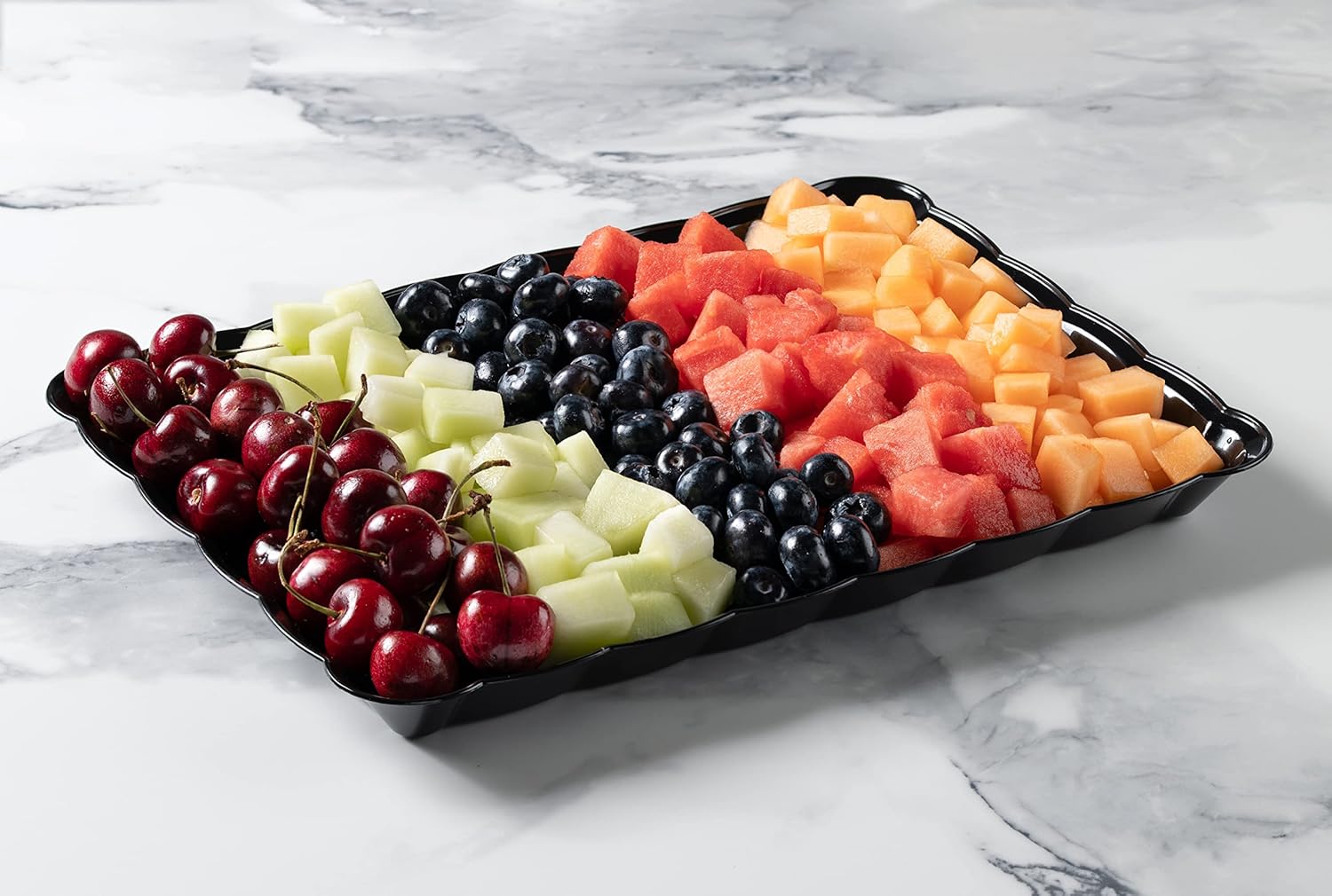 Bandejas de plástico para servir de 9 x 13 pulgadas, paquete de 4 bandejas de fiesta negras duraderas – Bandeja desechable para servir alimentos –