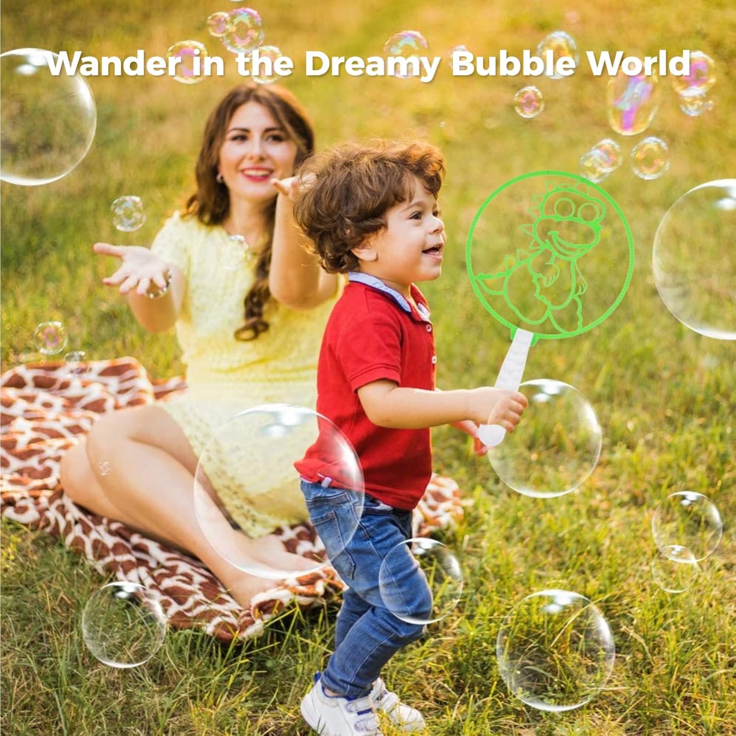 Juego de varitas de burbujas, juguetes de burbujas, varita de burbujas grandes con bandeja, agradable para jugar al aire libre, fiesta de cumpleaños