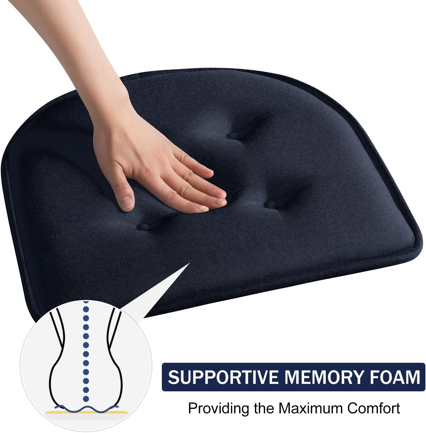 downluxe Cojines de espuma viscoelástica para sillas de comedor, almohadillas antideslizantes para sillas de cocina y sillas de oficina, en forma de