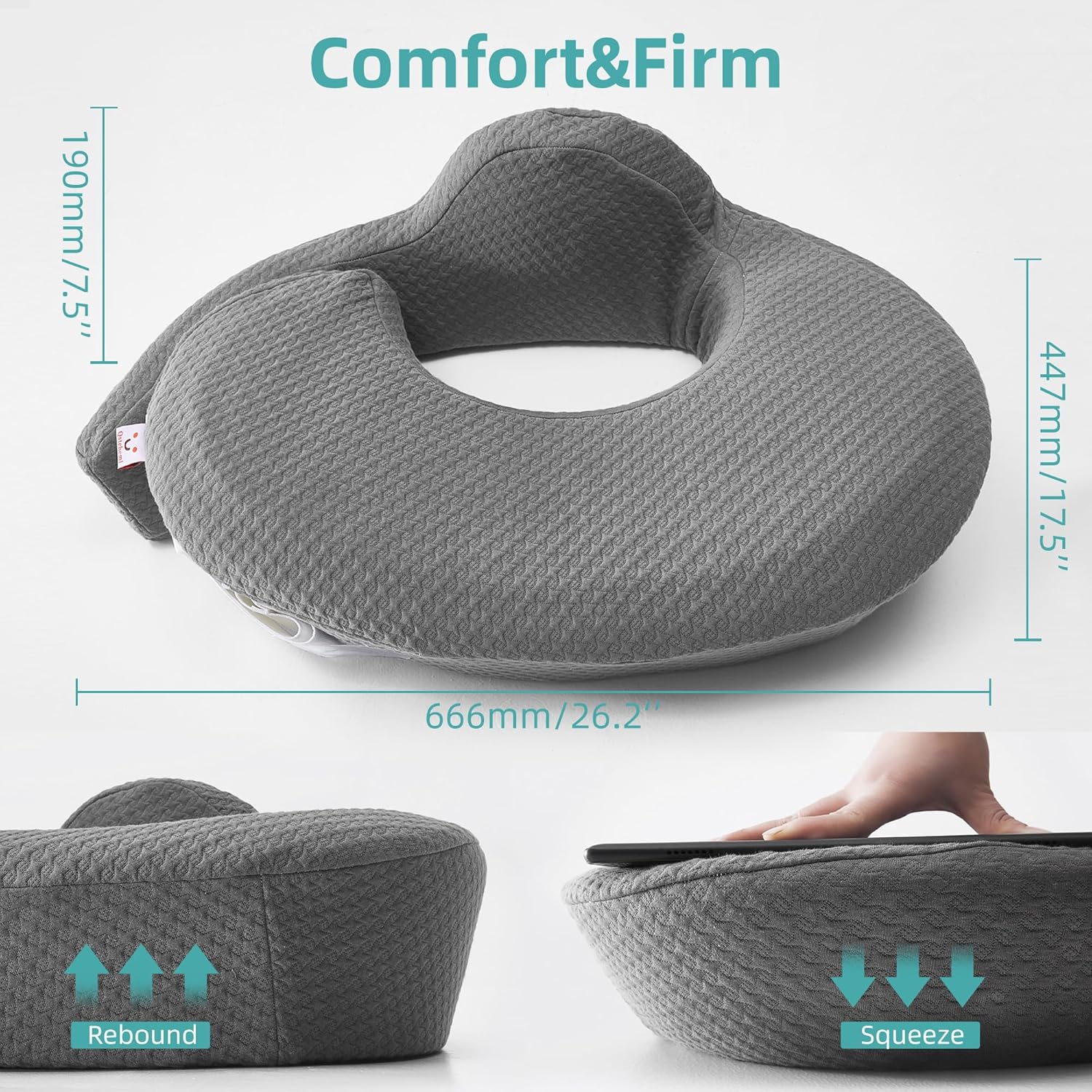 Almohada de lactancia – Deluxe Original para lactancia materna, alimentación con biberón, soporte ergonómico esencial para mamá y bebé – Correa
