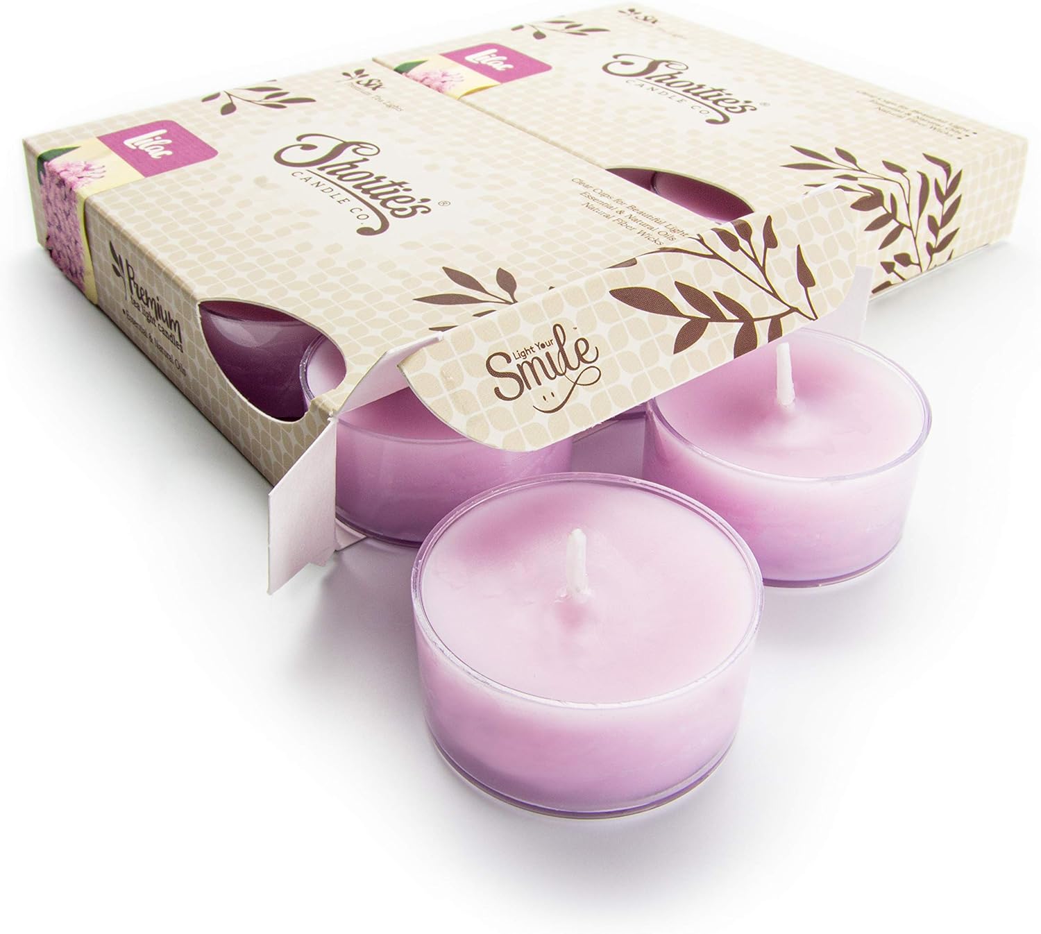 Pure Lilac – Paquete múltiple de velas de té de alta calidad, altamente perfumadas con aceites esenciales y naturales, 12 velas de té moradas,
