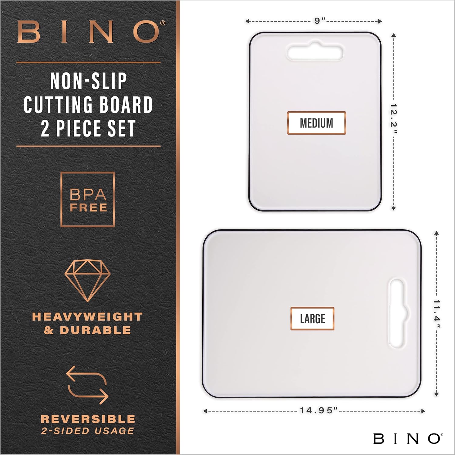 BINO Tabla de cortar  Tablas de cortar de 2 piezas  Plástico sin BPA, duradero, gran superficie, multiuso, de doble cara, apto para lavavajillas