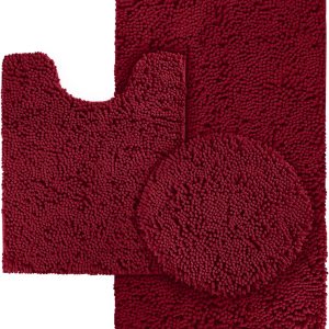 HomeIdeas juego de 3alfombras de baño, incluye alfombrilla de inodoro en forma de U, alfombrilla de baño y cubierta para tapa de inodoro, lavables a HomeIdeas juego de 3alfombras de baño, incluye alfombrilla de inodoro en forma de U, alfombrilla de baño y cubierta para tapa de inodoro, lavables a