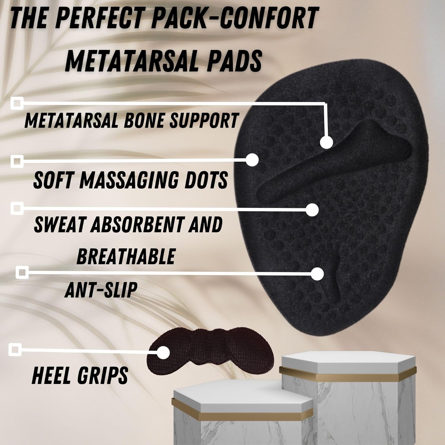 Paquete de 6 almohadillas antideslizantes para pies, almohadillas metatarsianas para mujeres y hombres (12 cojines de bola de pie para talones), los