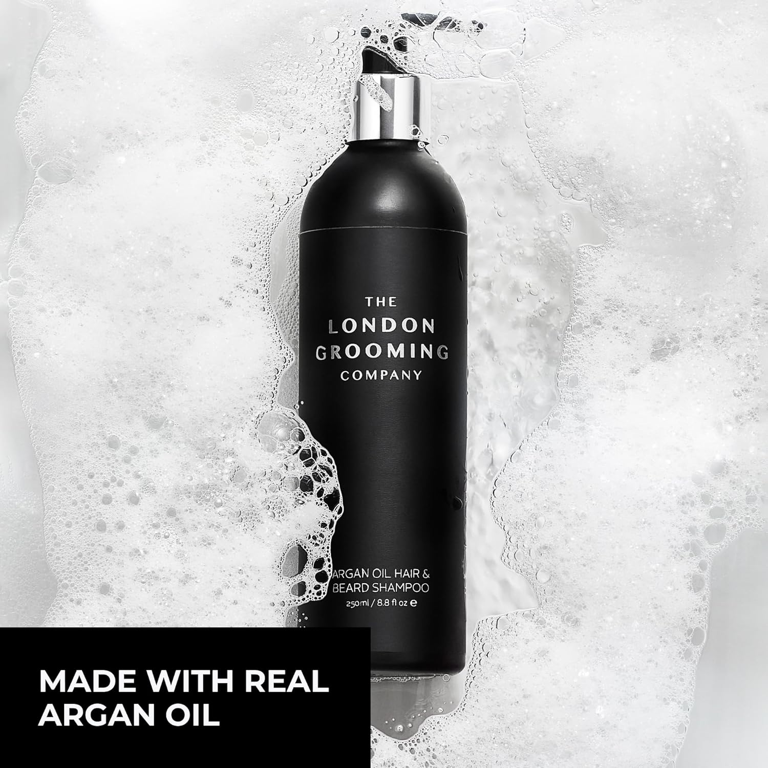 The London Grooming Company Champú para cabello y barba de aceite de argán  Sin sulfato  Todo tipo de cabello  8.8 onzas líquidas (8.5 fl oz)