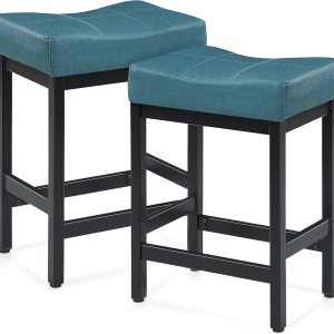 KATDANS Juego de 2 taburetes de bar de 24 pulgadas de altura de mostrador, taburetes de bar tapizados de piel sintética para isla de cocina, KATDANS Juego de 2 taburetes de bar de 24 pulgadas de altura de mostrador, taburetes de bar tapizados de piel sintética para isla de cocina,